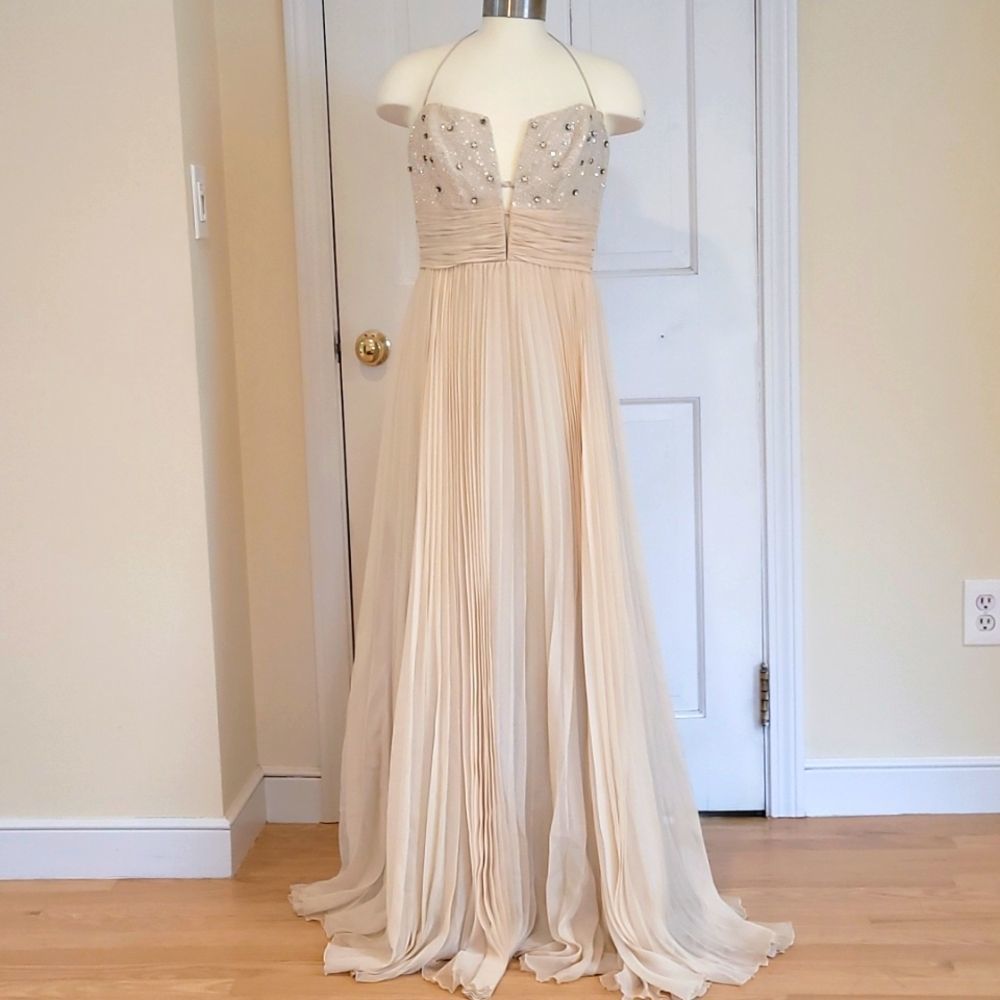 ABS Vintage style deep V halter gown - Picture 2 of 6